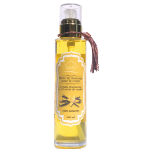 Huile de massage à la vanille 100% naturelle chauffante royaume du bien-être